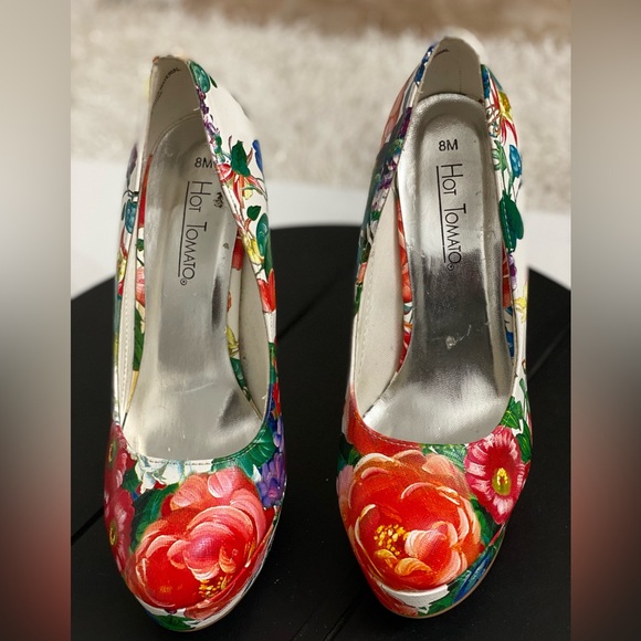 HOT Tomatoes floral high heels punk, beautiful women’s heels pumps size 8 - Picture 4 of 5